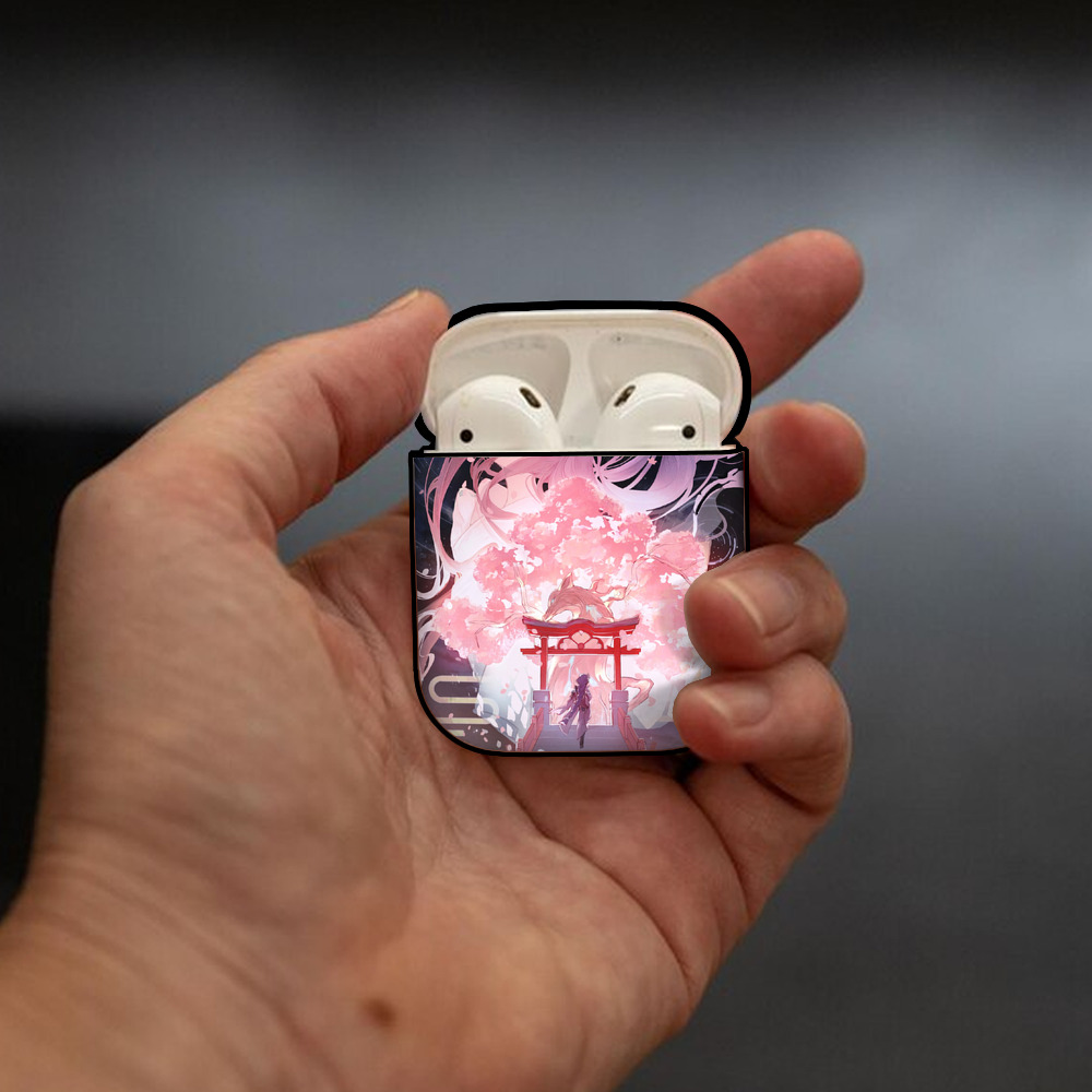 げんし神 genshin AirPods 第2世代保護ケース ハードシェル ブラック 耐衝撃・防指紋・カラビナ付き