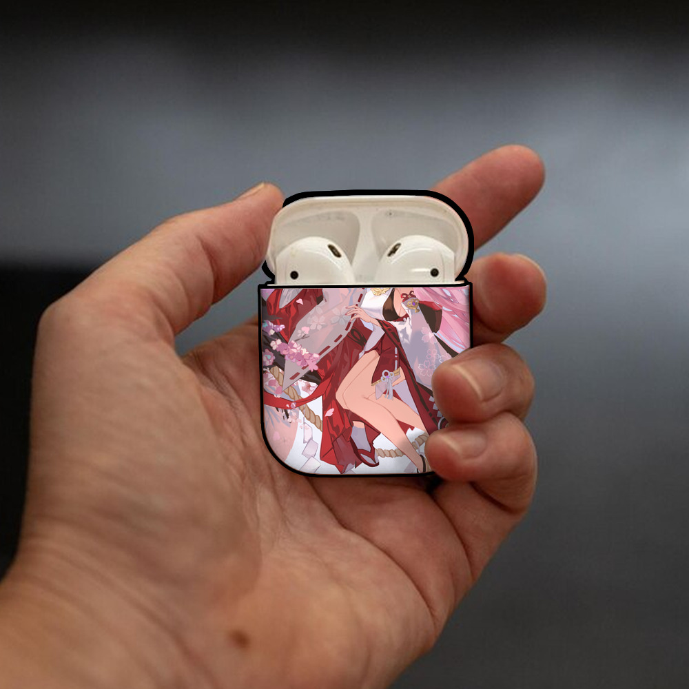 げんし神 genshin AirPods 第2世代保護ケース ハードシェル ブラック 耐衝撃・防指紋・カラビナ付き