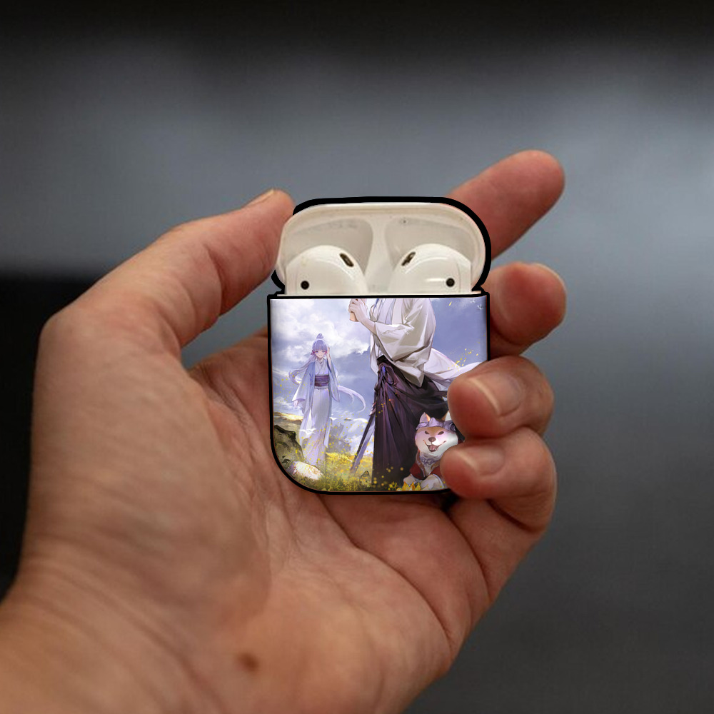 げんし神 genshin AirPods 第2世代保護ケース ハードシェル ブラック 耐衝撃・防指紋・カラビナ付き
