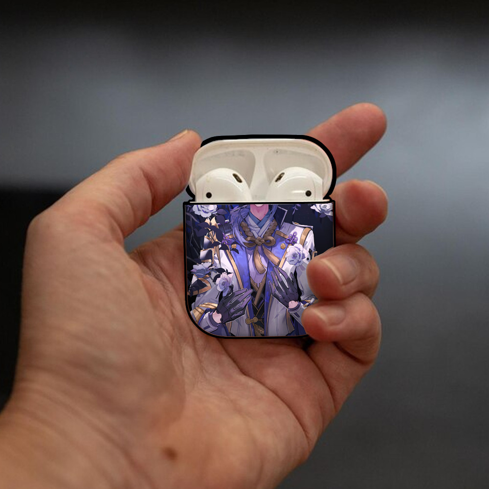 げんし神 genshin AirPods 第2世代保護ケース ハードシェル ブラック 耐衝撃・防指紋・カラビナ付き