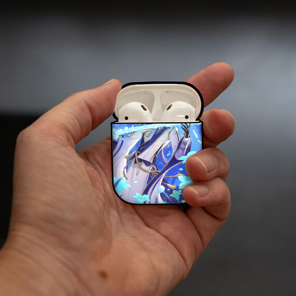 げんし神 genshin AirPods 第2世代保護ケース ハードシェル ブラック 耐衝撃・防指紋・カラビナ付き