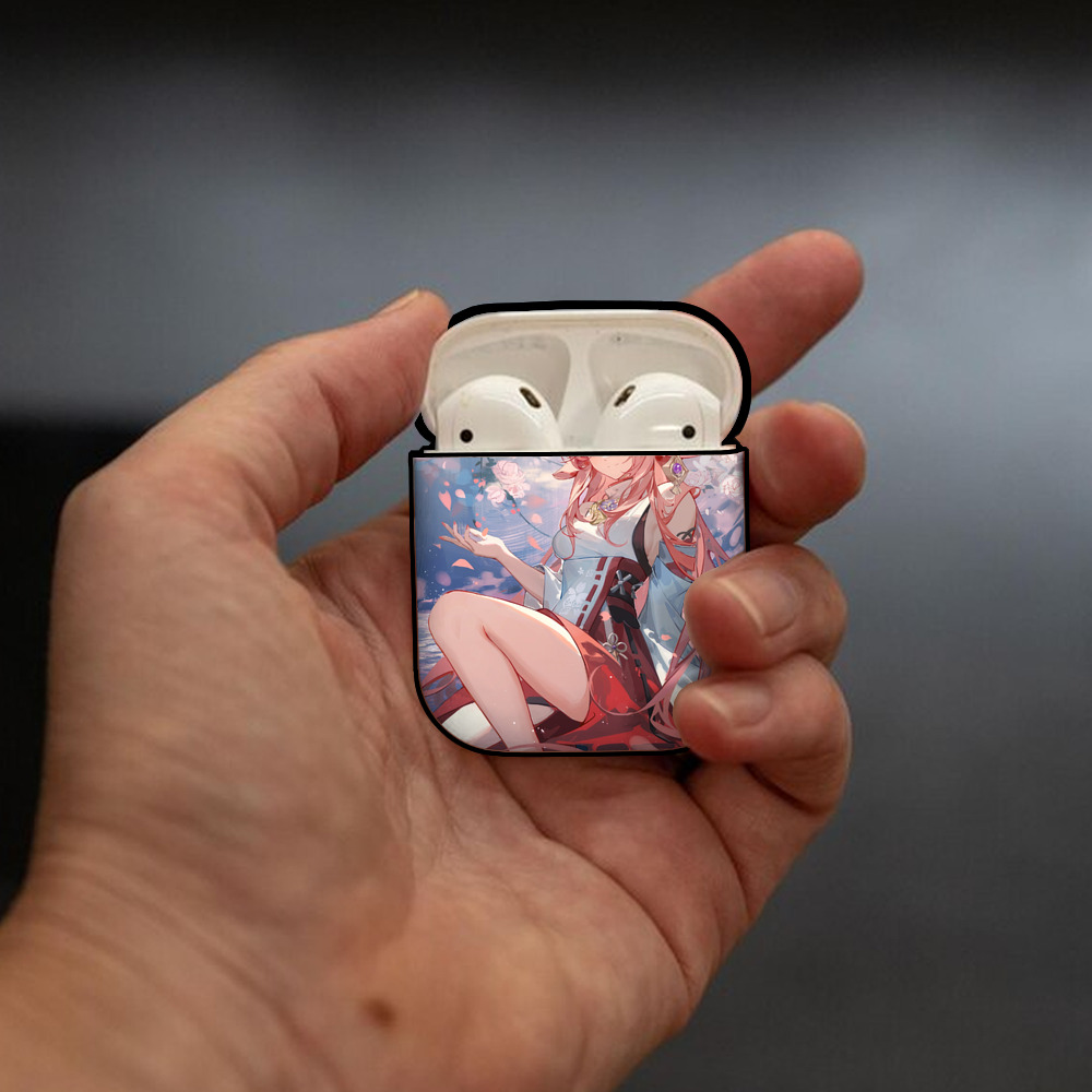 げんし神 genshin AirPods 第2世代保護ケース ハードシェル ブラック 耐衝撃・防指紋・カラビナ付き