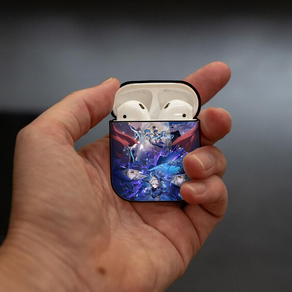 げんし神 genshin AirPods 第2世代保護ケース ハードシェル ブラック 耐衝撃・防指紋・カラビナ付き