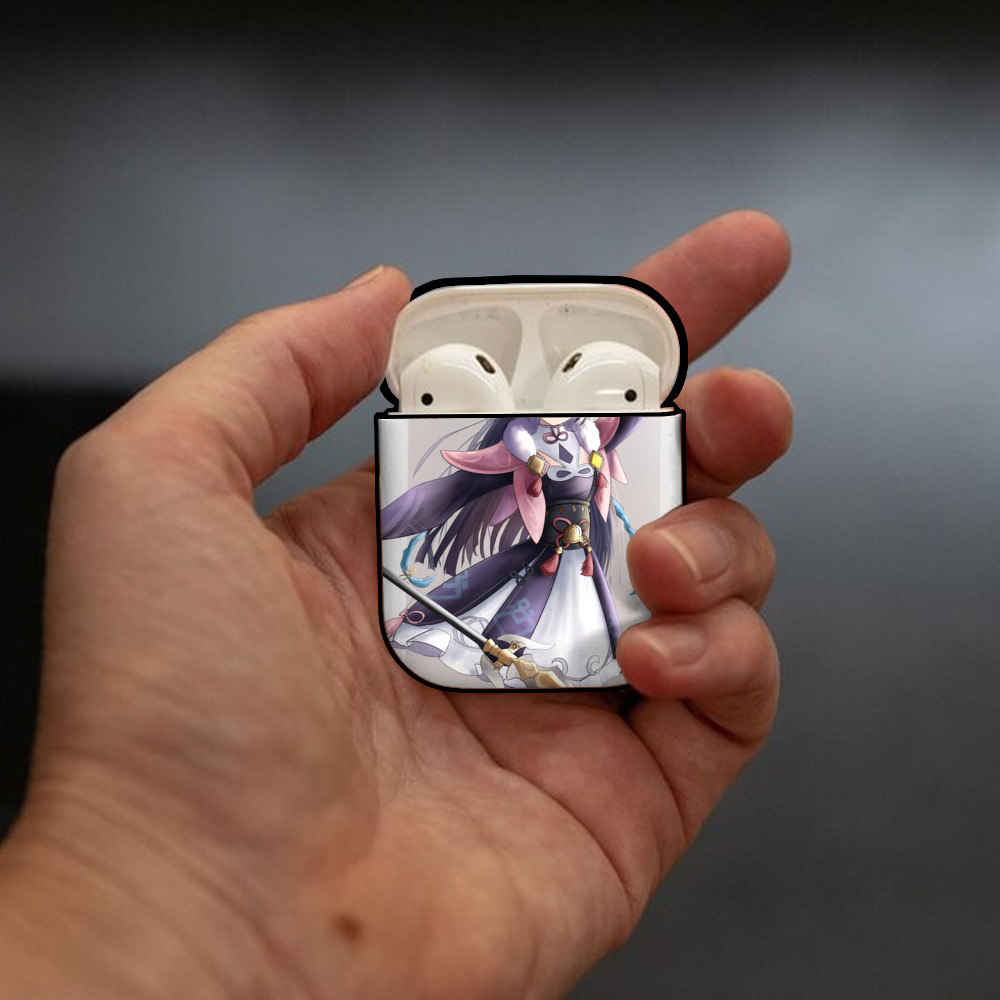 げんし神 genshin AirPods 第2世代保護ケース ハードシェル ブラック 耐衝撃・防指紋・カラビナ付き