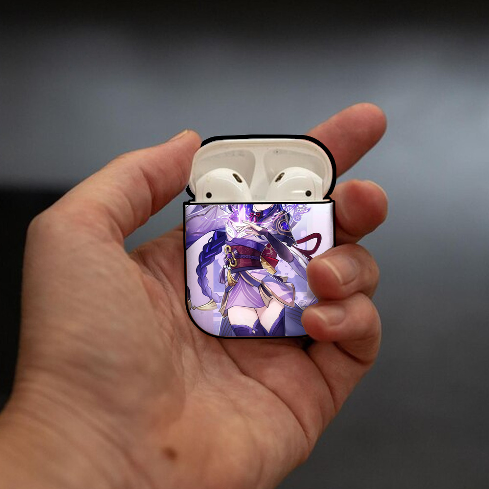 げんし神 genshin AirPods 第2世代保護ケース ハードシェル ブラック 耐衝撃・防指紋・カラビナ付き