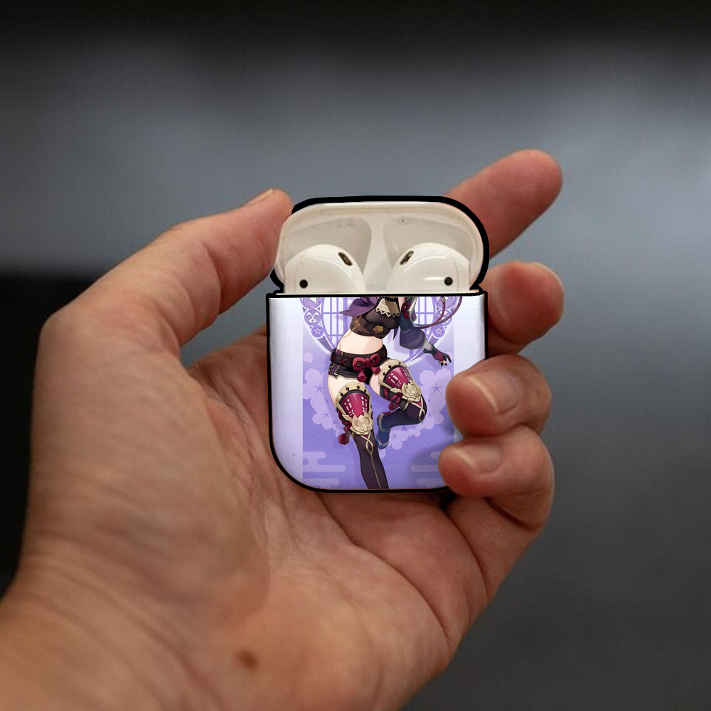 げんし神 genshin AirPods 第2世代保護ケース ハードシェル ブラック 耐衝撃・防指紋・カラビナ付き