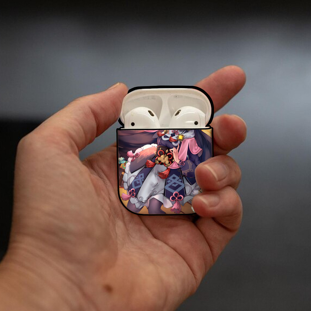 げんし神 genshin AirPods 第2世代保護ケース ハードシェル ブラック 耐衝撃・防指紋・カラビナ付き