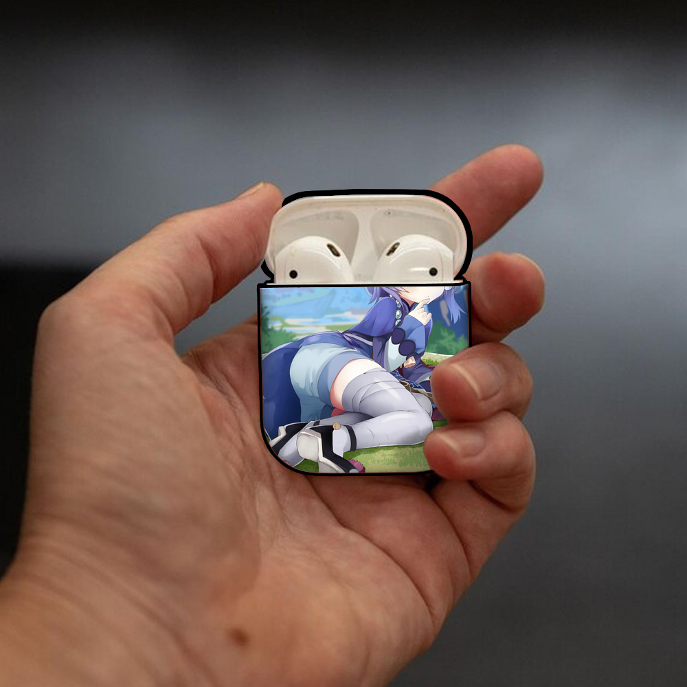 げんし神 genshin AirPods 第2世代保護ケース ハードシェル ブラック 耐衝撃・防指紋・カラビナ付き