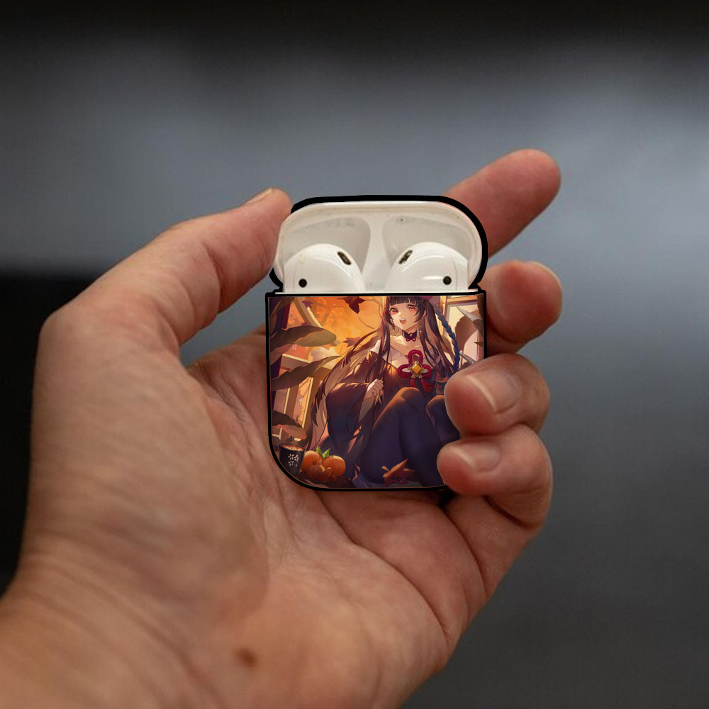 げんし神 genshin AirPods 第2世代保護ケース ハードシェル ブラック 耐衝撃・防指紋・カラビナ付き