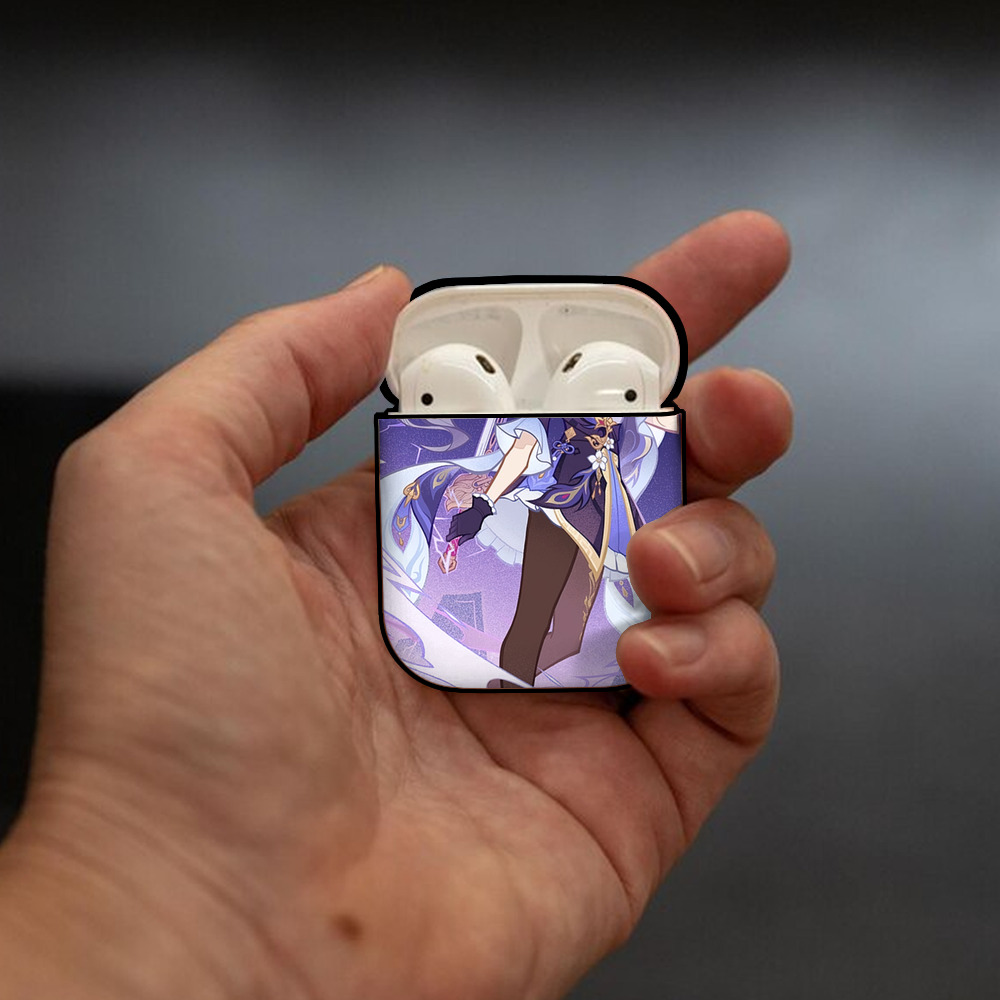 げんし神 genshin AirPods 第2世代保護ケース ハードシェル ブラック 耐衝撃・防指紋・カラビナ付き