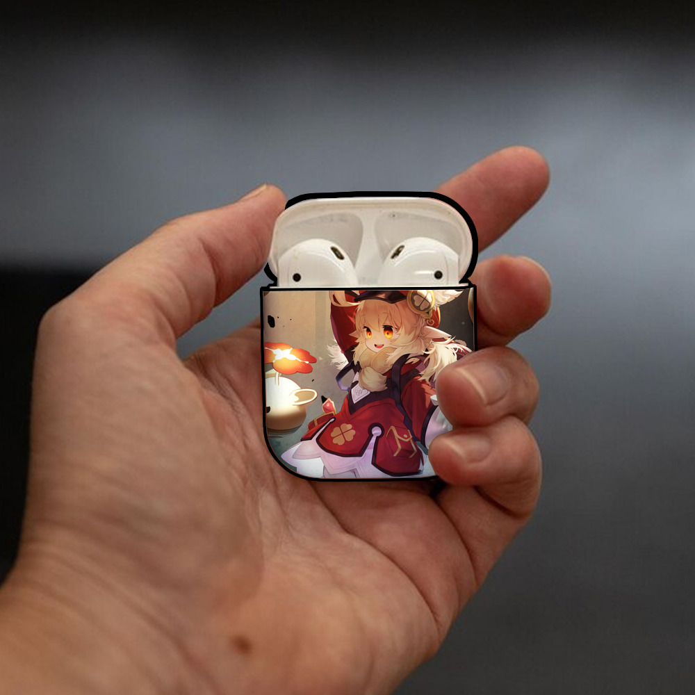げんし神 genshin AirPods 第2世代保護ケース ハードシェル ブラック 耐衝撃・防指紋・カラビナ付き