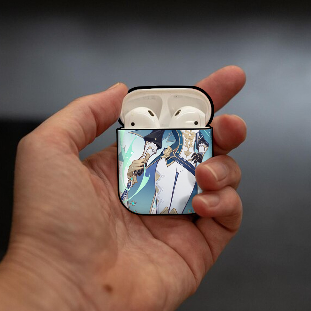 げんし神 genshin AirPods 第2世代保護ケース ハードシェル ブラック 耐衝撃・防指紋・カラビナ付き