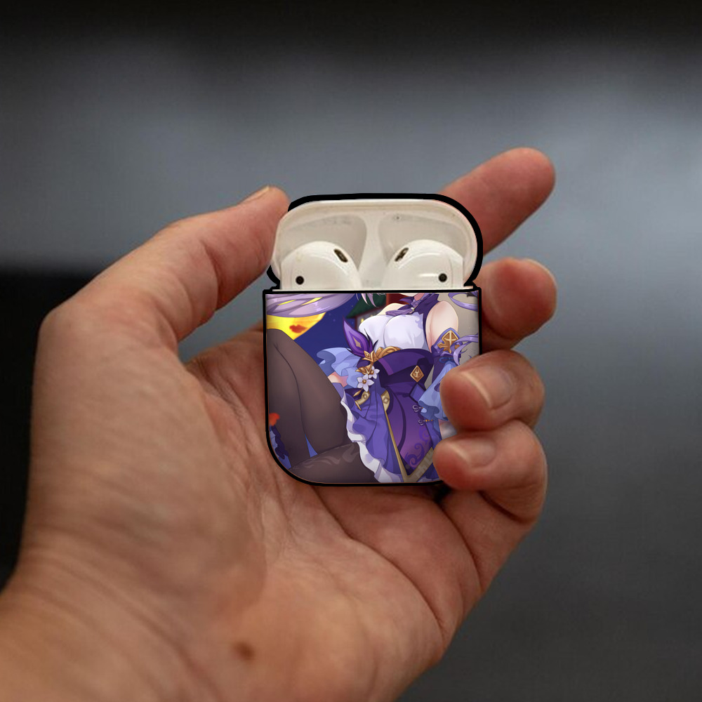 げんし神 genshin AirPods 第2世代保護ケース ハードシェル ブラック 耐衝撃・防指紋・カラビナ付き