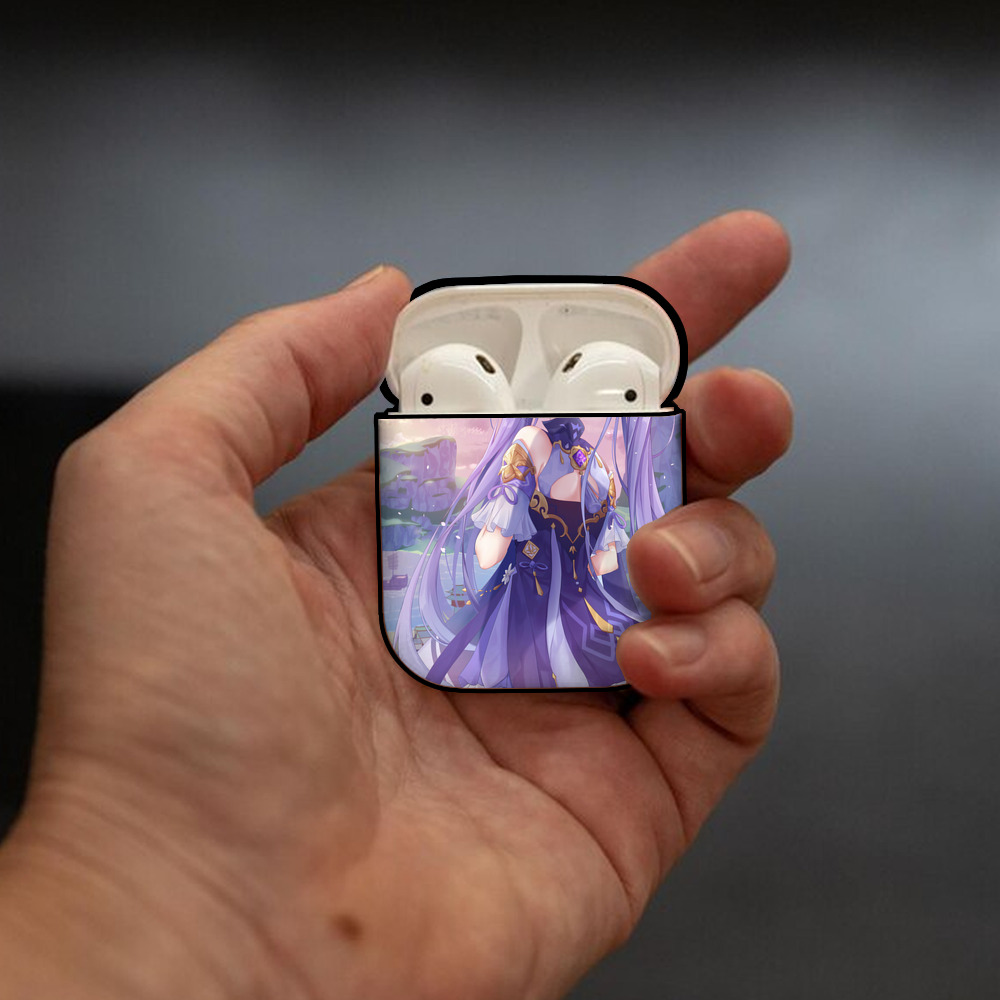 げんし神 genshin AirPods 第2世代保護ケース ハードシェル ブラック 耐衝撃・防指紋・カラビナ付き