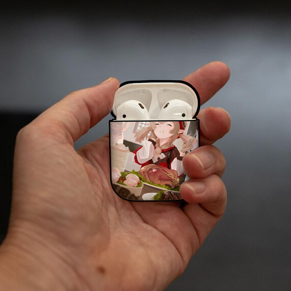 げんし神 genshin AirPods 第2世代保護ケース ハードシェル ブラック 耐衝撃・防指紋・カラビナ付き