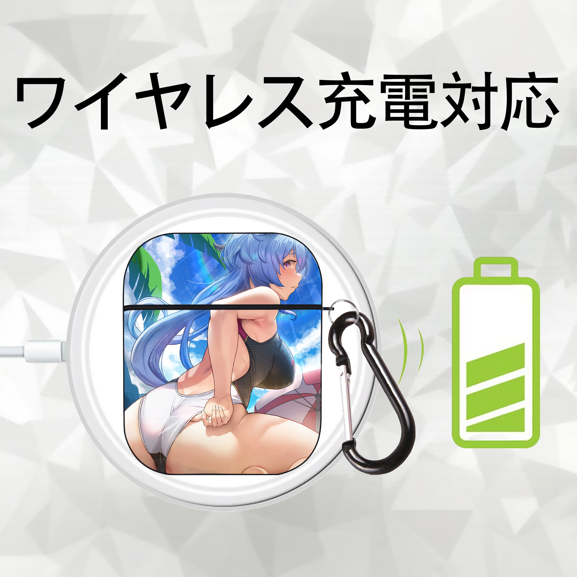 げんし神 genshin AirPods 第2世代保護ケース ハードシェル ブラック 耐衝撃・防指紋・カラビナ付き