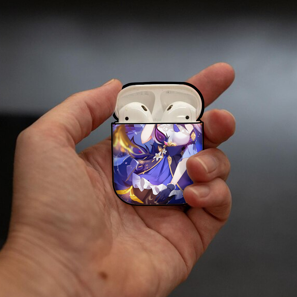 げんし神 genshin AirPods 第2世代保護ケース ハードシェル ブラック 耐衝撃・防指紋・カラビナ付き