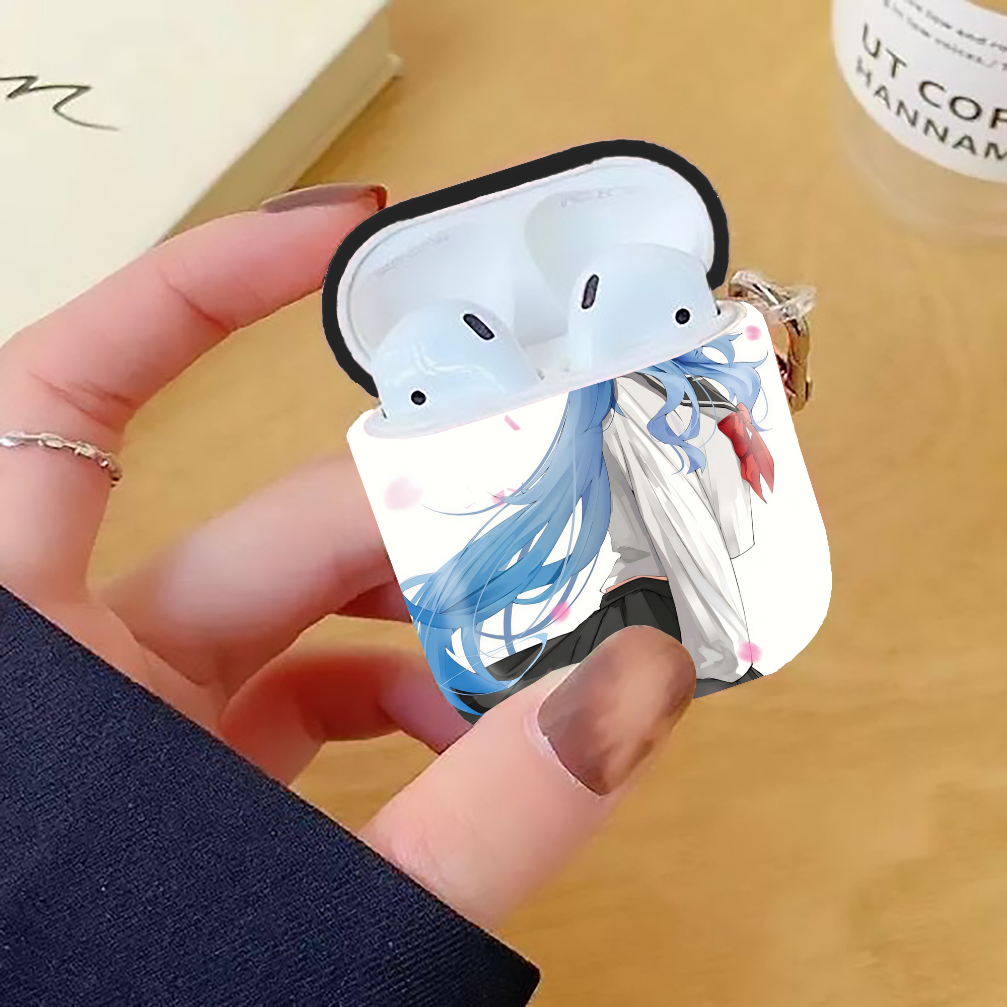 げんし神 genshin AirPods 第2世代保護ケース ハードシェル ブラック 耐衝撃・防指紋・カラビナ付き