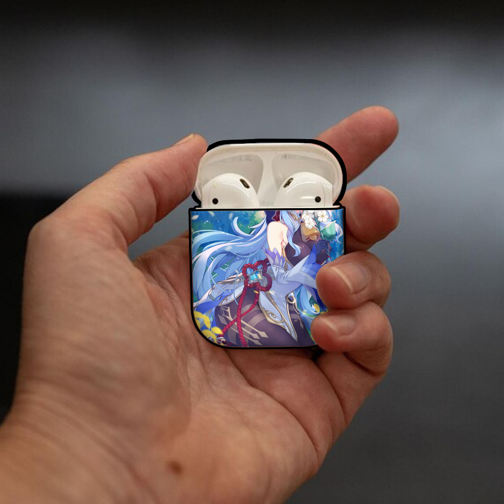 げんし神 genshin AirPods 第2世代保護ケース ハードシェル ブラック 耐衝撃・防指紋・カラビナ付き