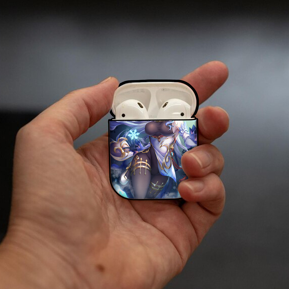 げんし神 genshin AirPods 第2世代保護ケース ハードシェル ブラック 耐衝撃・防指紋・カラビナ付き