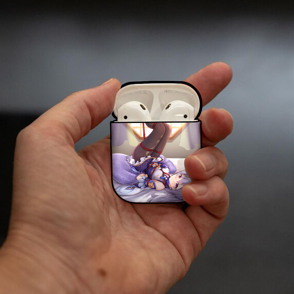 げんし神 genshin AirPods 第2世代保護ケース ハードシェル ブラック 耐衝撃・防指紋・カラビナ付き