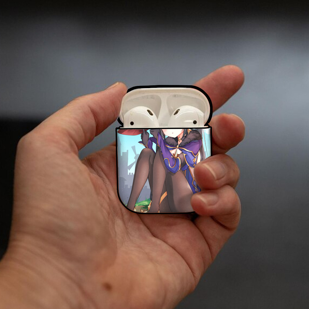 げんし神 genshin AirPods 第2世代保護ケース ハードシェル ブラック 耐衝撃・防指紋・カラビナ付き