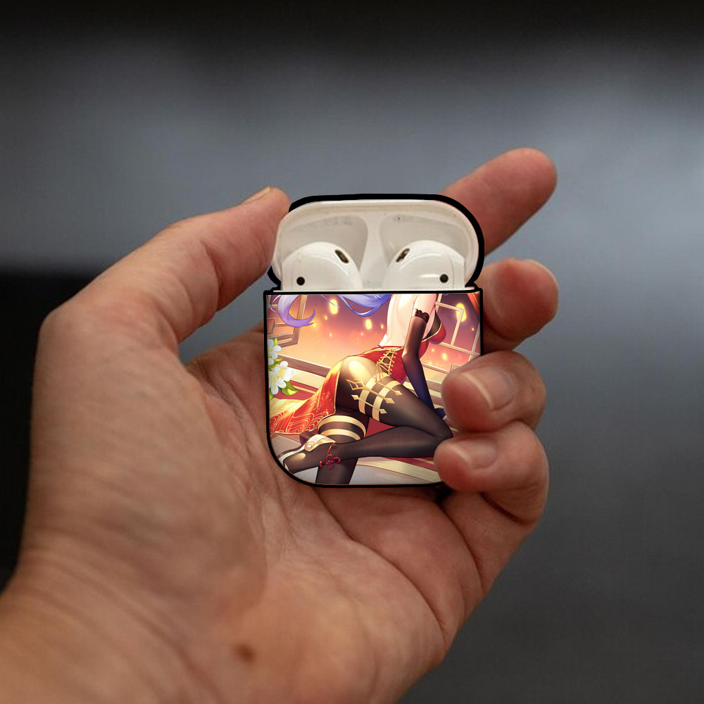 げんし神 genshin AirPods 第2世代保護ケース ハードシェル ブラック 耐衝撃・防指紋・カラビナ付き