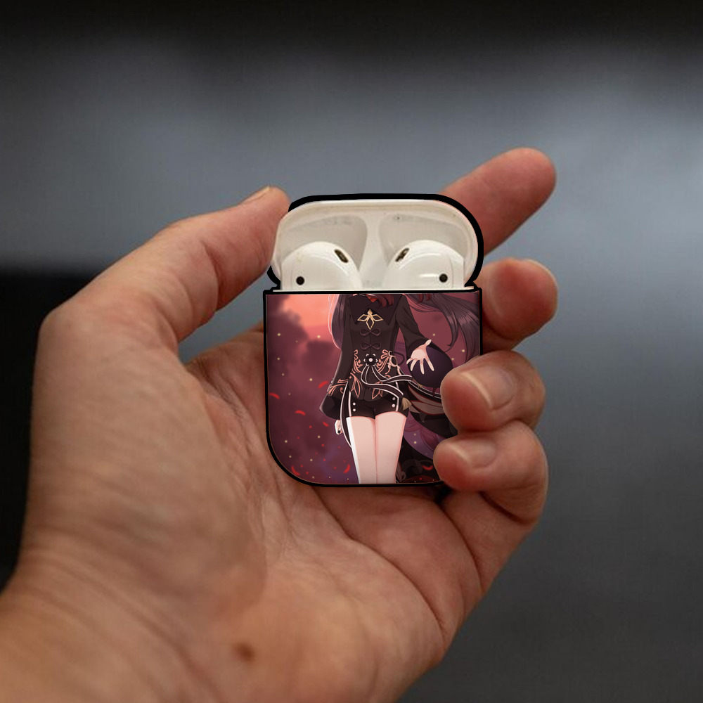 げんし神 genshin AirPods 第2世代保護ケース ハードシェル ブラック 耐衝撃・防指紋・カラビナ付き
