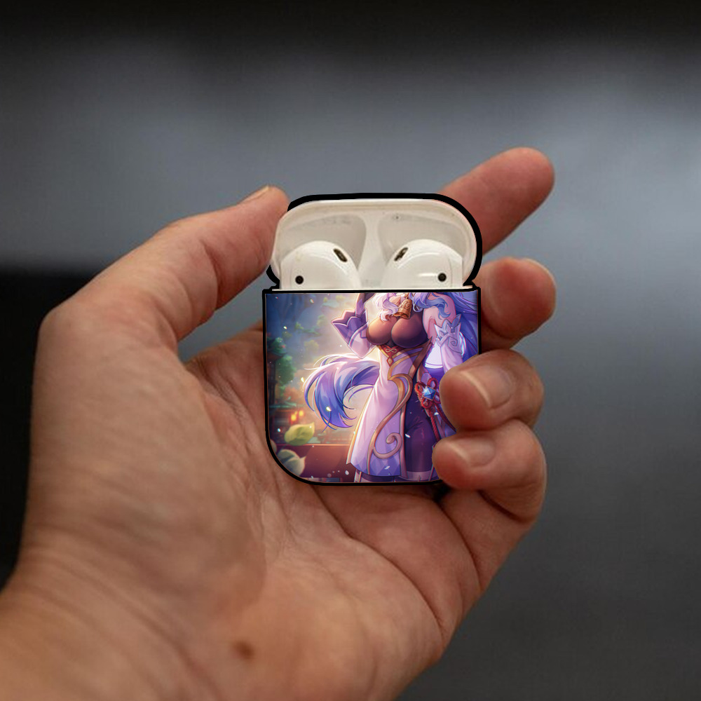 げんし神 genshin AirPods 第2世代保護ケース ハードシェル ブラック 耐衝撃・防指紋・カラビナ付き