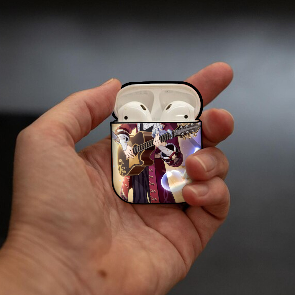 げんし神 genshin AirPods 第2世代保護ケース ハードシェル ブラック 耐衝撃・防指紋・カラビナ付き