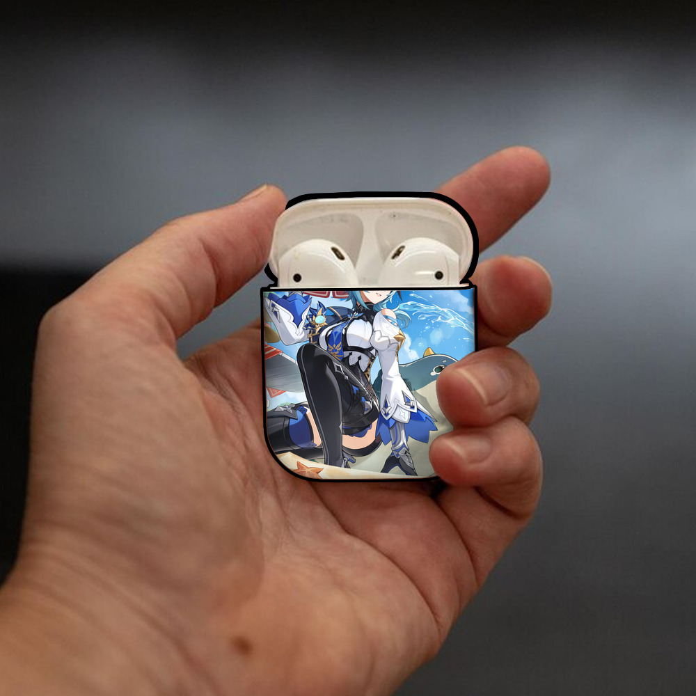 げんし神 genshin AirPods 第2世代保護ケース ハードシェル ブラック 耐衝撃・防指紋・カラビナ付き