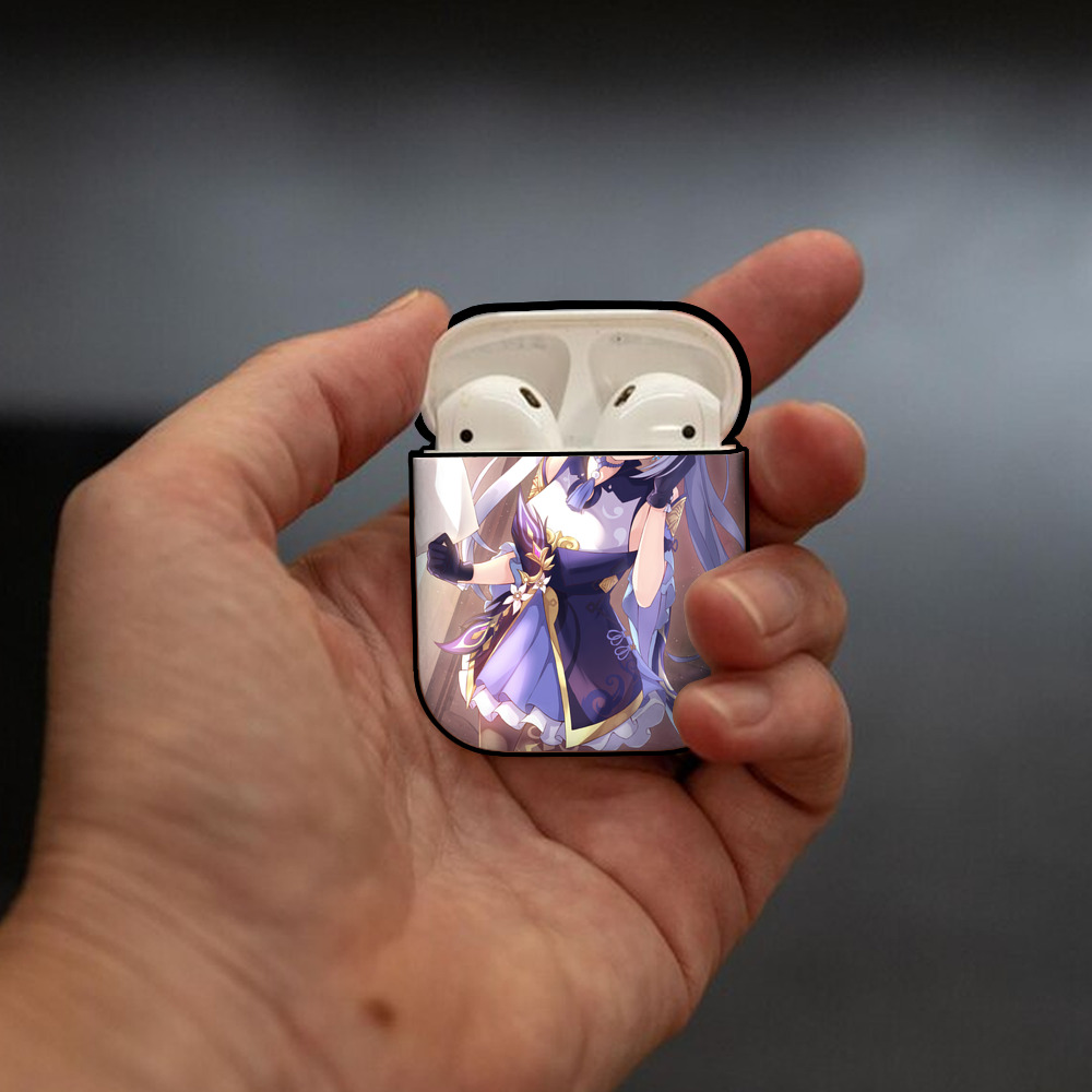 げんし神 genshin AirPods 第2世代保護ケース ハードシェル ブラック 耐衝撃・防指紋・カラビナ付き
