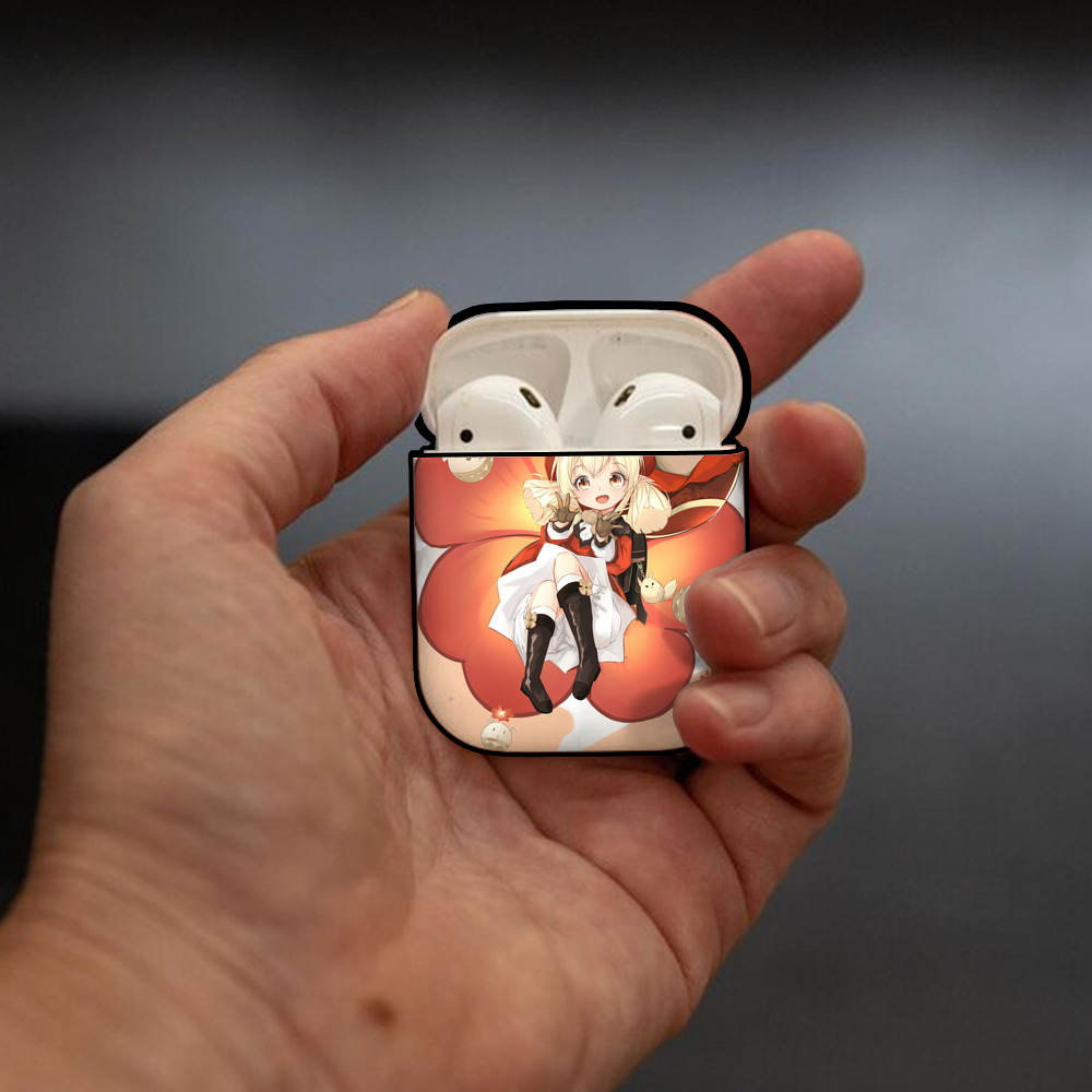 げんし神 genshin AirPods 第2世代保護ケース ハードシェル ブラック 耐衝撃・防指紋・カラビナ付き