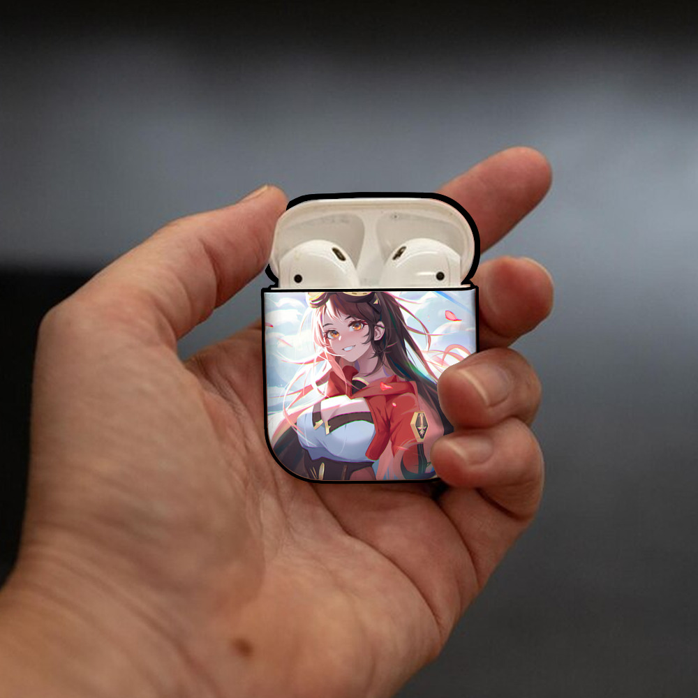 げんし神 genshin AirPods 第2世代保護ケース ハードシェル ブラック 耐衝撃・防指紋・カラビナ付き