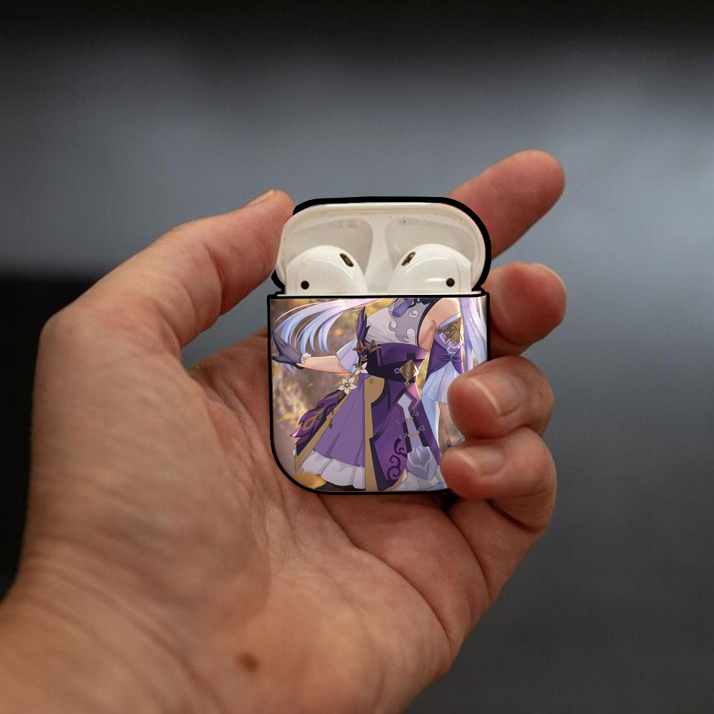 げんし神 genshin AirPods 第2世代保護ケース ハードシェル ブラック 耐衝撃・防指紋・カラビナ付き