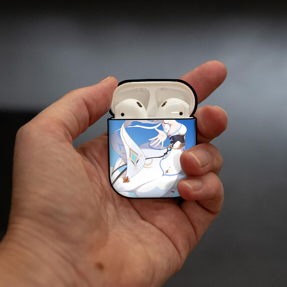 げんし神 genshin AirPods 第2世代保護ケース ハードシェル ブラック 耐衝撃・防指紋・カラビナ付き