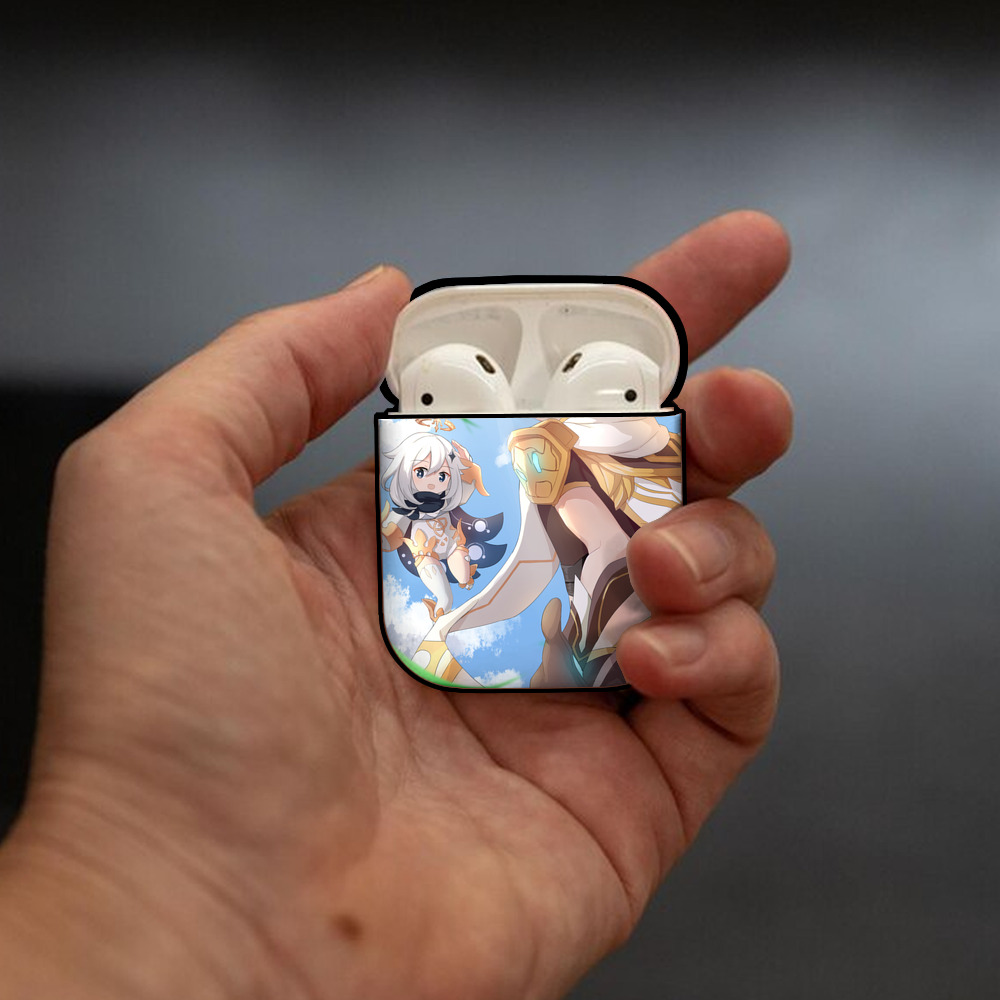 げんし神 genshin AirPods 第2世代保護ケース ハードシェル ブラック 耐衝撃・防指紋・カラビナ付き