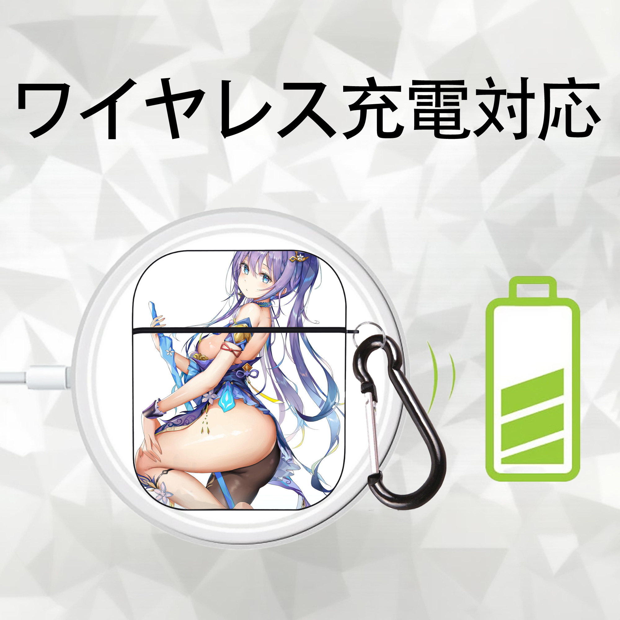 げんし神 genshin AirPods 第2世代保護ケース ハードシェル ブラック 耐衝撃・防指紋・カラビナ付き