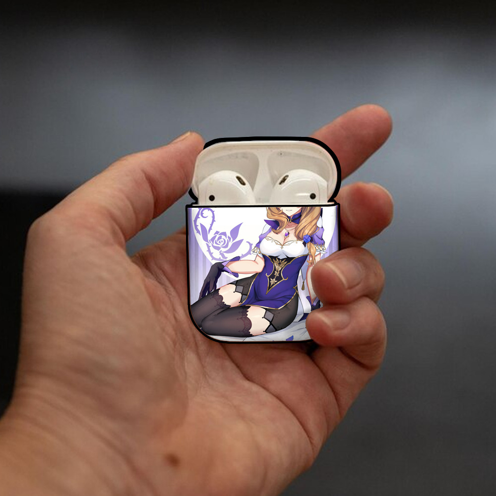 げんし神 genshin AirPods 第2世代保護ケース ハードシェル ブラック 耐衝撃・防指紋・カラビナ付き