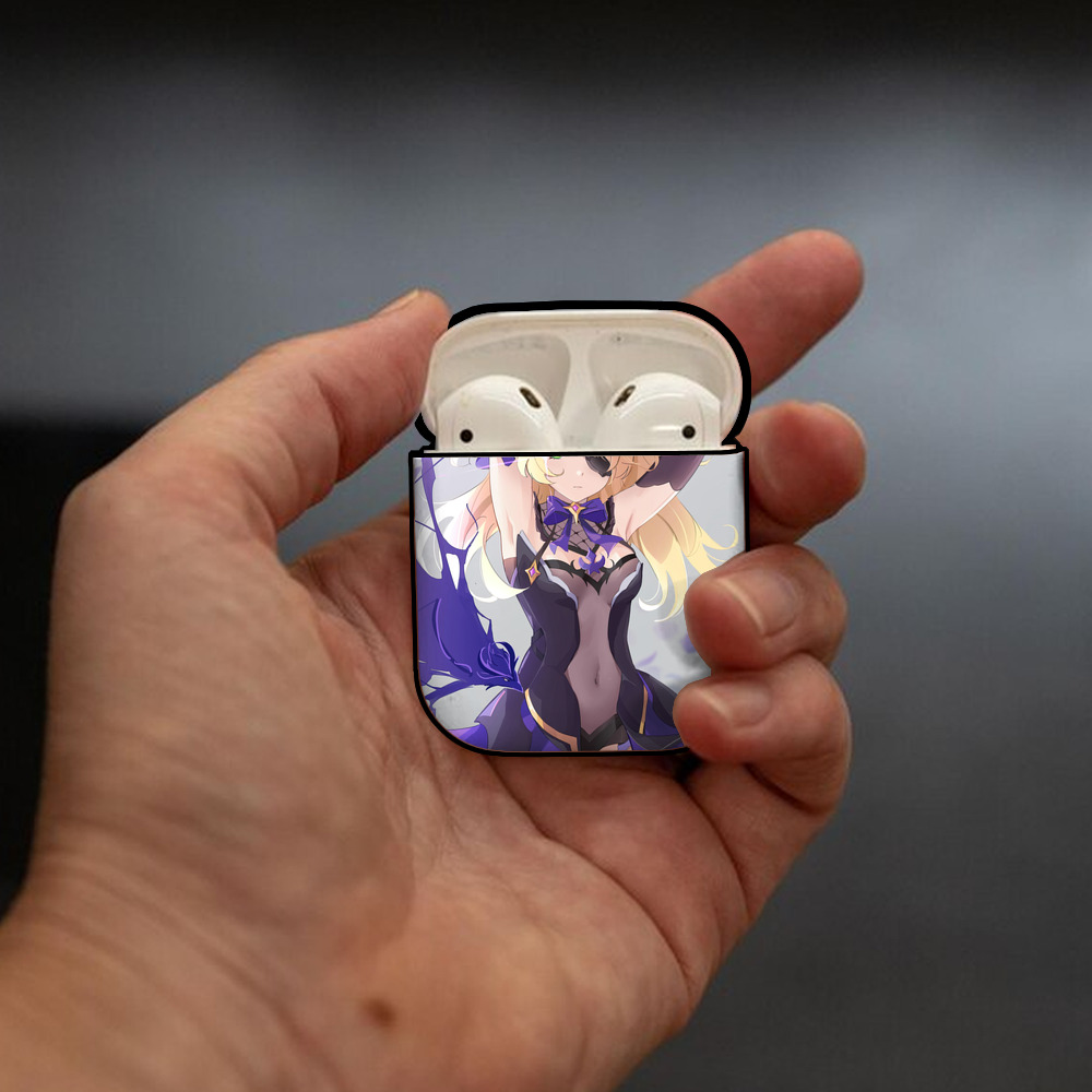 げんし神 genshin AirPods 第2世代保護ケース ハードシェル ブラック 耐衝撃・防指紋・カラビナ付き