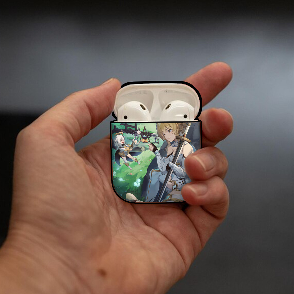 げんし神 genshin AirPods 第2世代保護ケース ハードシェル ブラック 耐衝撃・防指紋・カラビナ付き