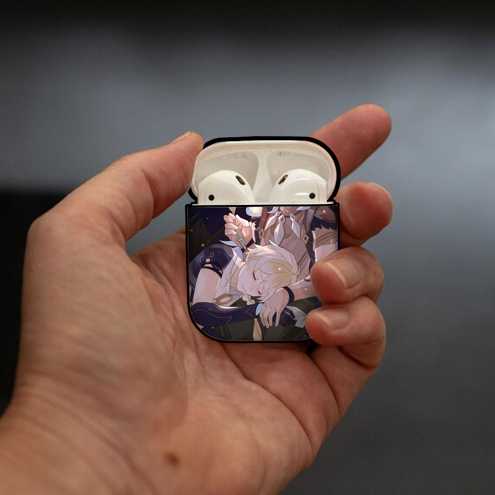 げんし神 genshin AirPods 第2世代保護ケース ハードシェル ブラック 耐衝撃・防指紋・カラビナ付き