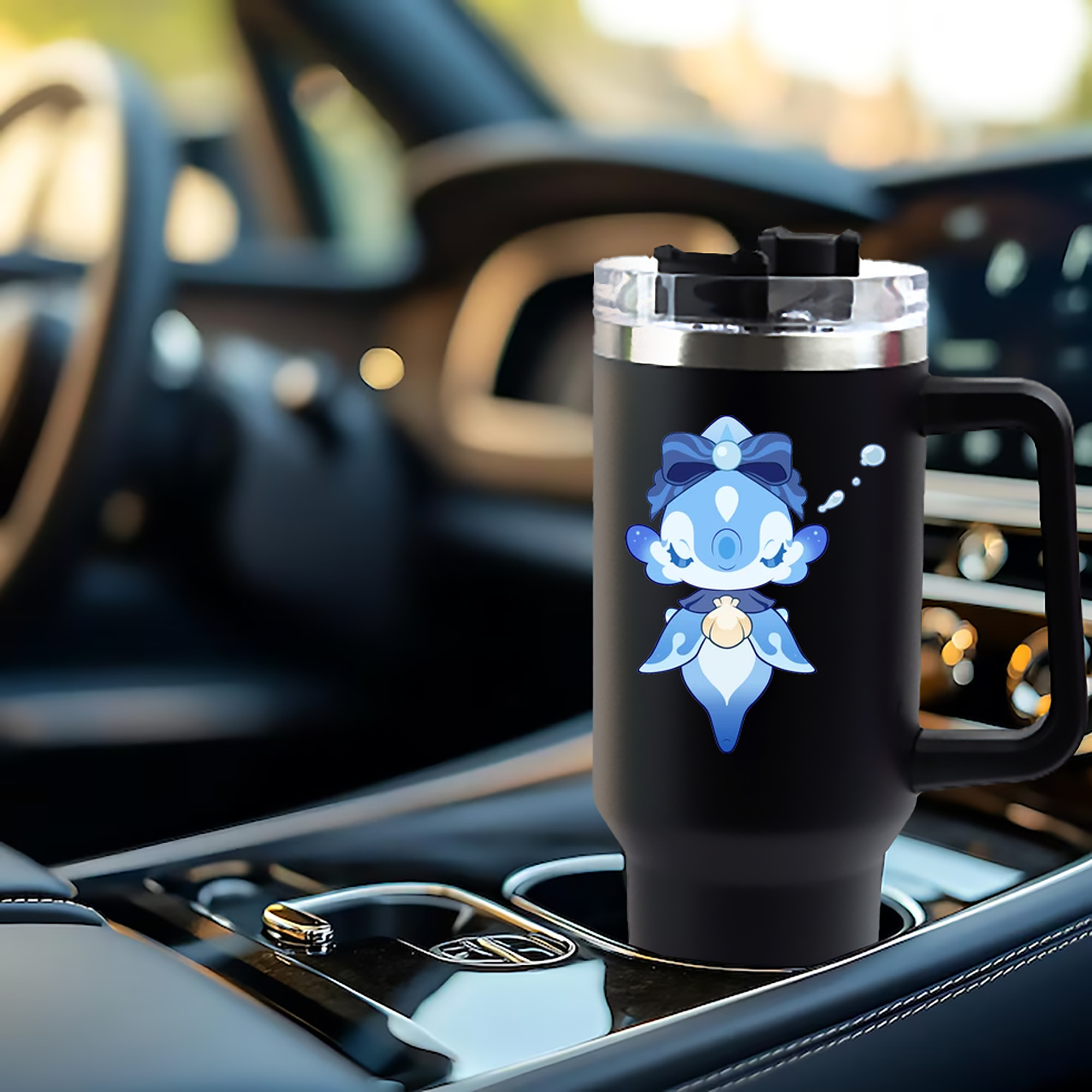 げんし神 フリーナ genshin Furina 1200mL車用タンブラー - クリスタルステッカー（プラスチックストロー付き）