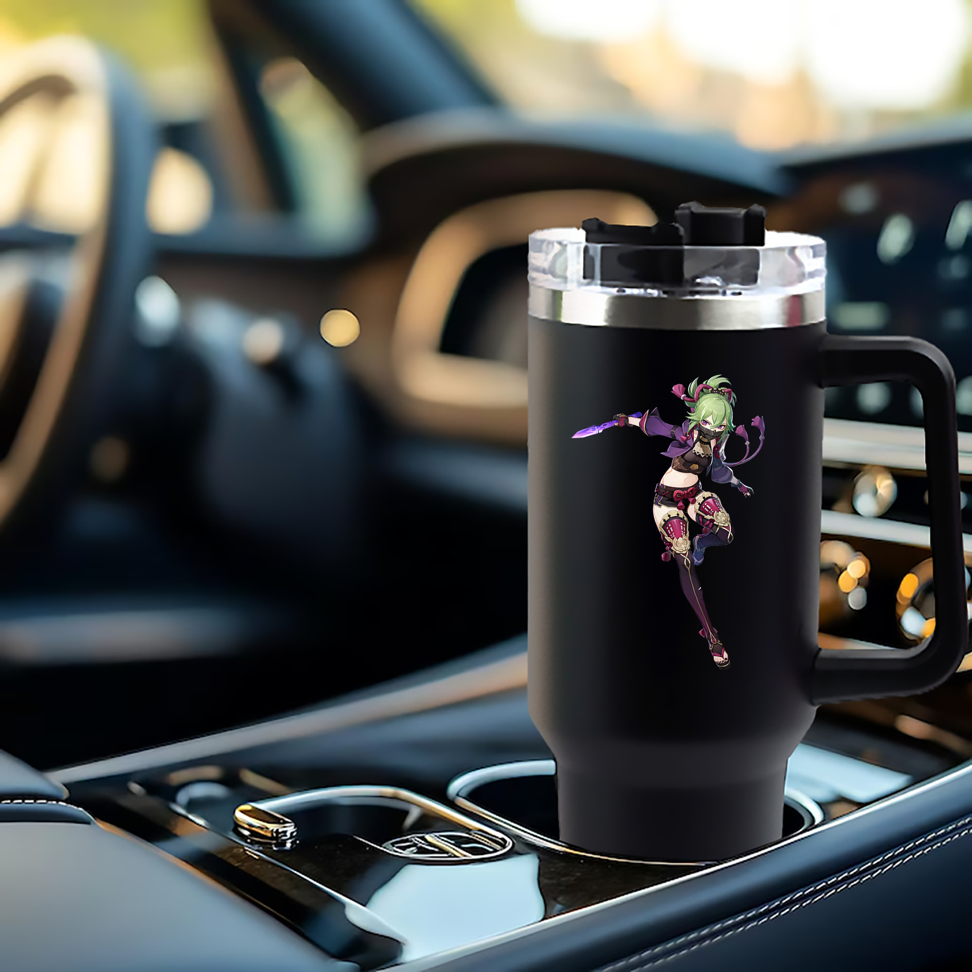 げんし神  久岐忍 くき しのぶ genshin Kuki Shinobu 1200mL車用タンブラー - クリスタルステッカー（プラスチックストロー付き）