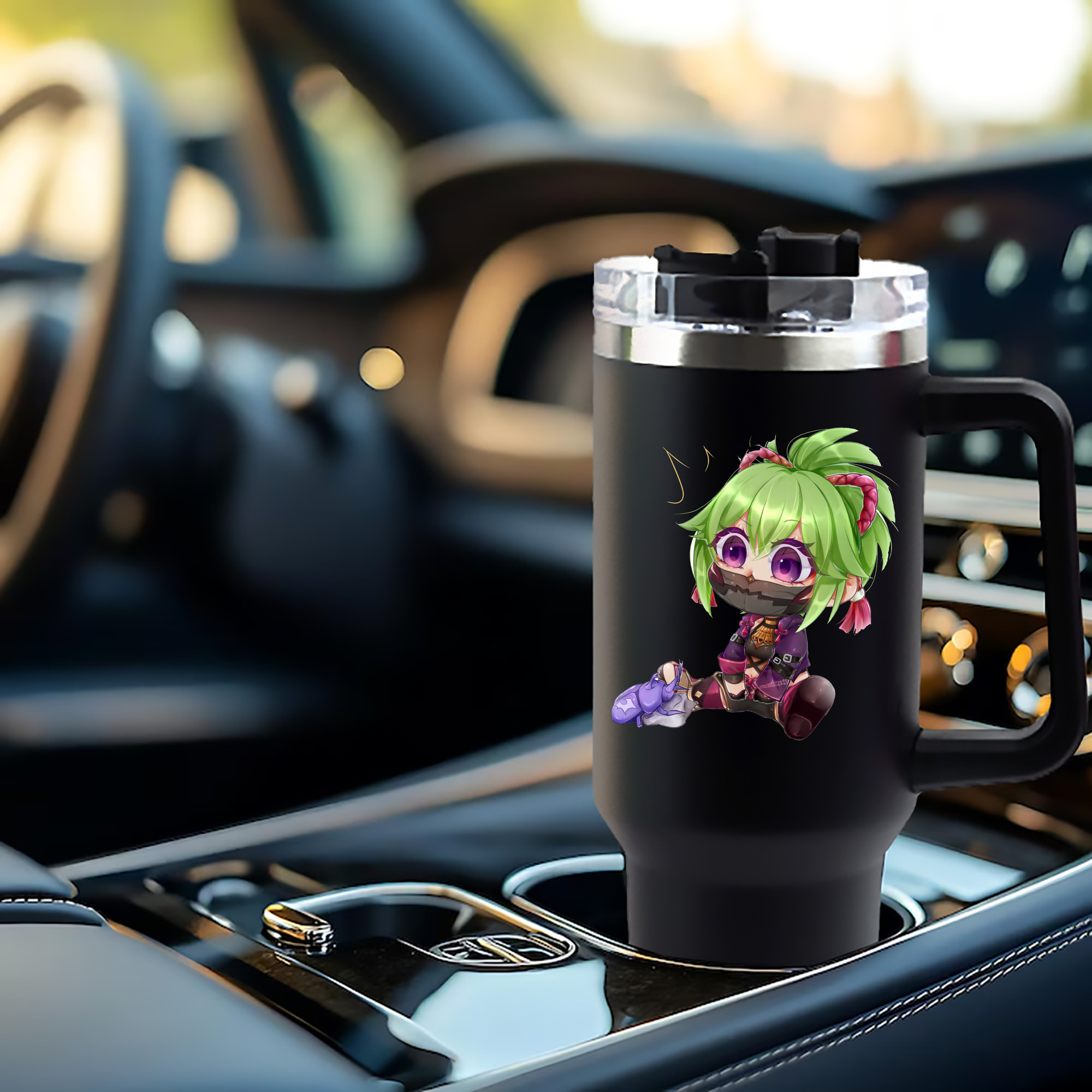 げんし神  久岐忍 くき しのぶ genshin Kuki Shinobu 1200mL車用タンブラー - クリスタルステッカー（プラスチックストロー付き）