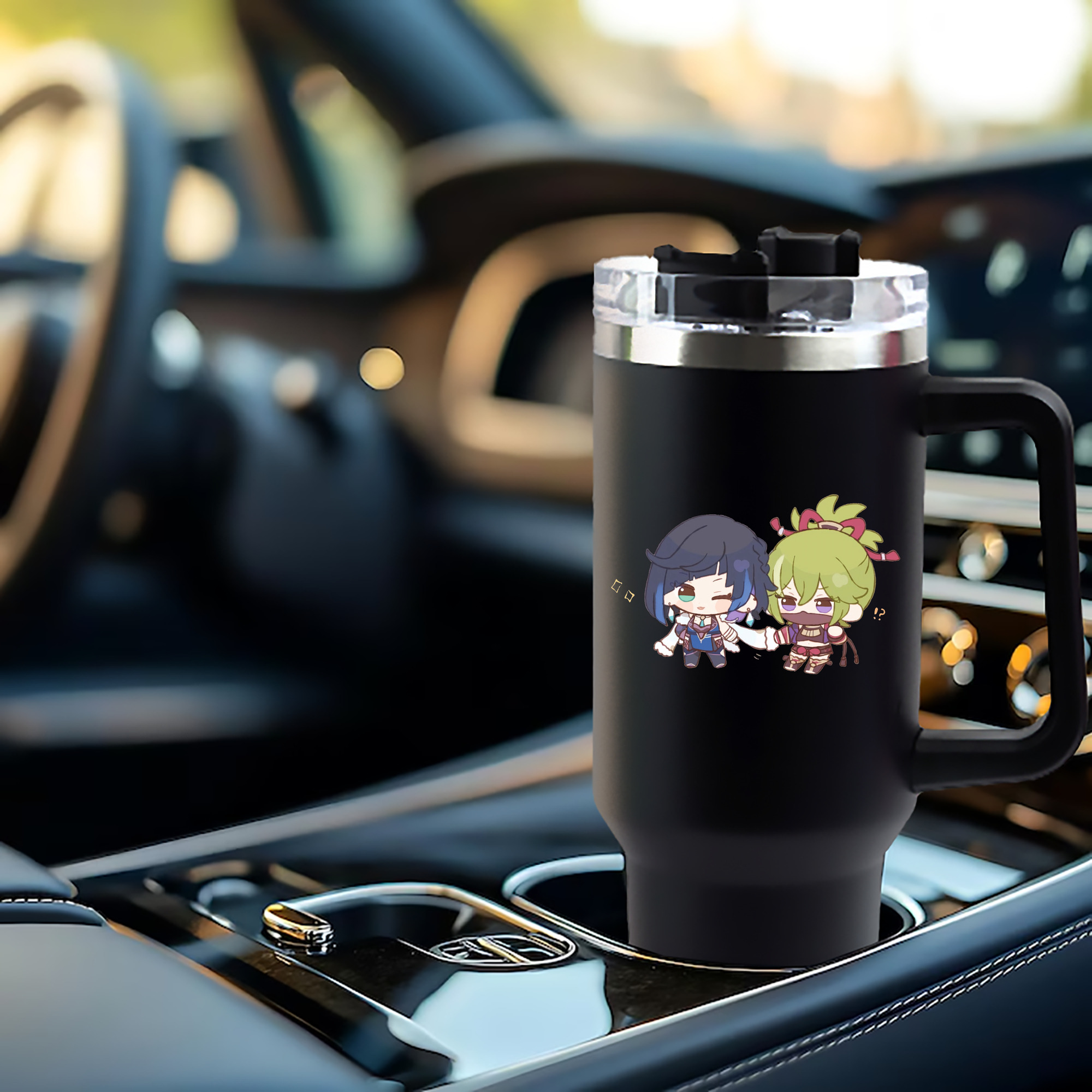 げんし神  久岐忍 くき しのぶ genshin Kuki Shinobu 1200mL車用タンブラー - クリスタルステッカー（プラスチックストロー付き）