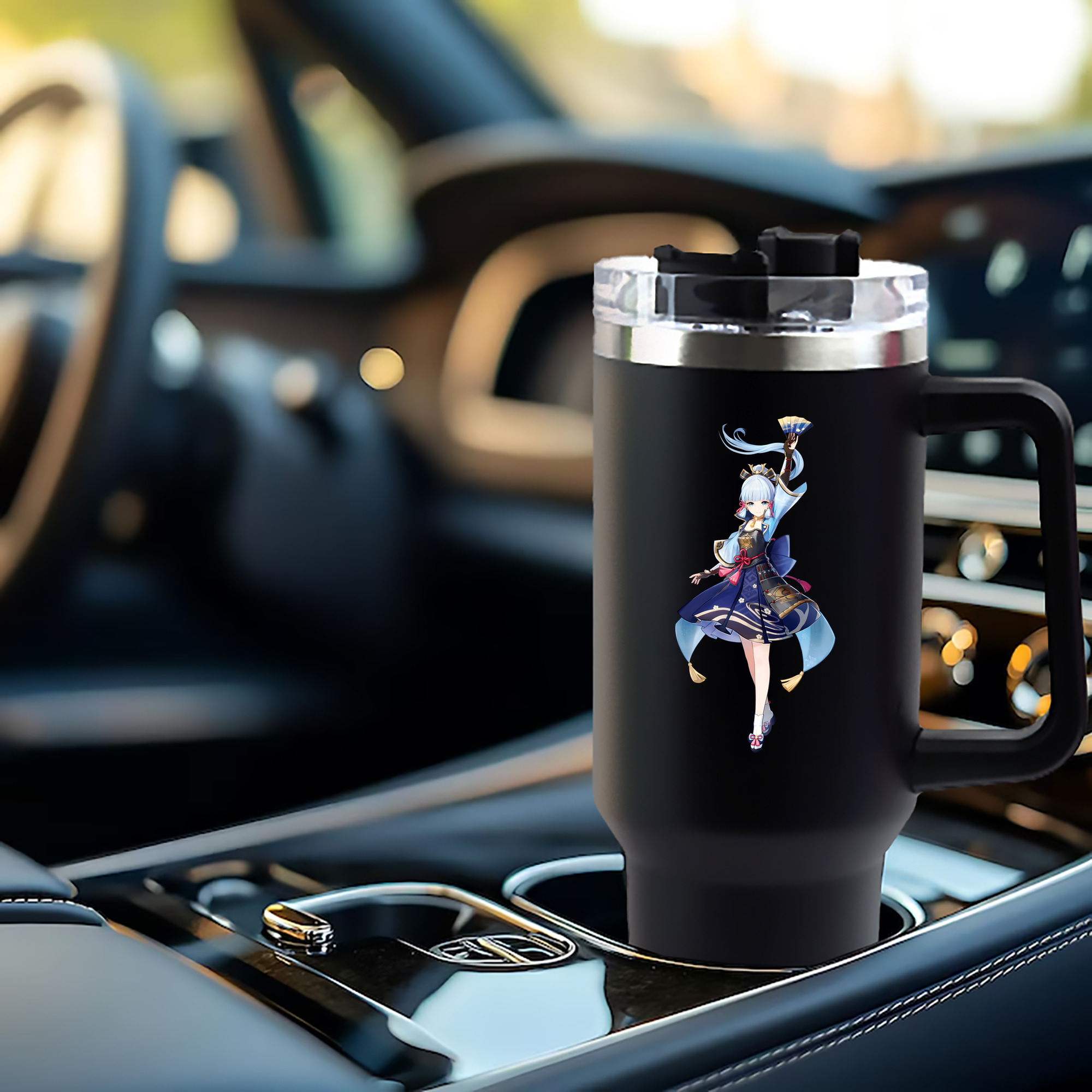 げんし神 神里綾華 神宮寺レン genshin Kamimiya Ren 1200mL車用タンブラー - クリスタルステッカー（プラスチックストロー付き）