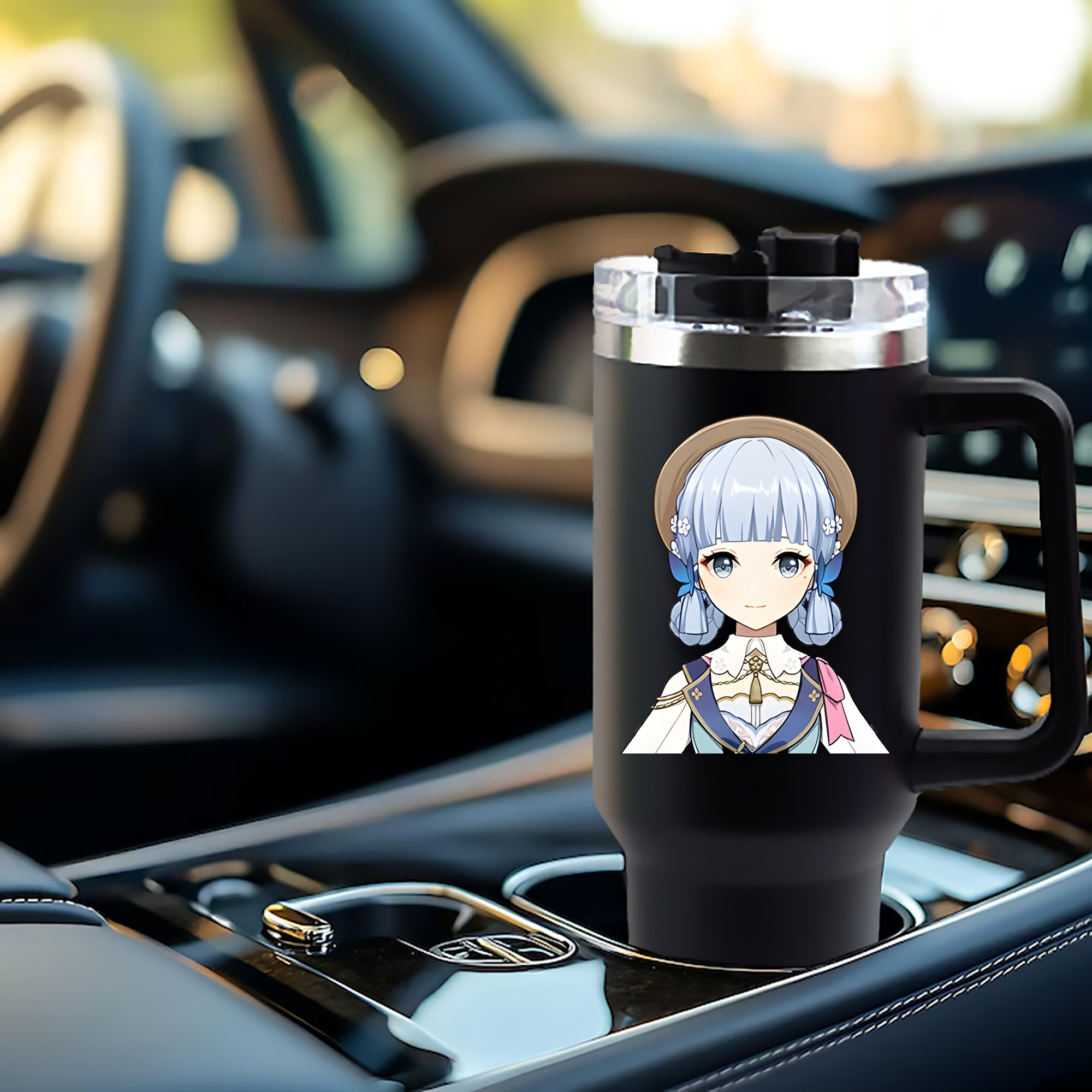 げんし神 神里綾華 神宮寺レン genshin Kamimiya Ren 1200mL車用タンブラー - クリスタルステッカー（プラスチックストロー付き）