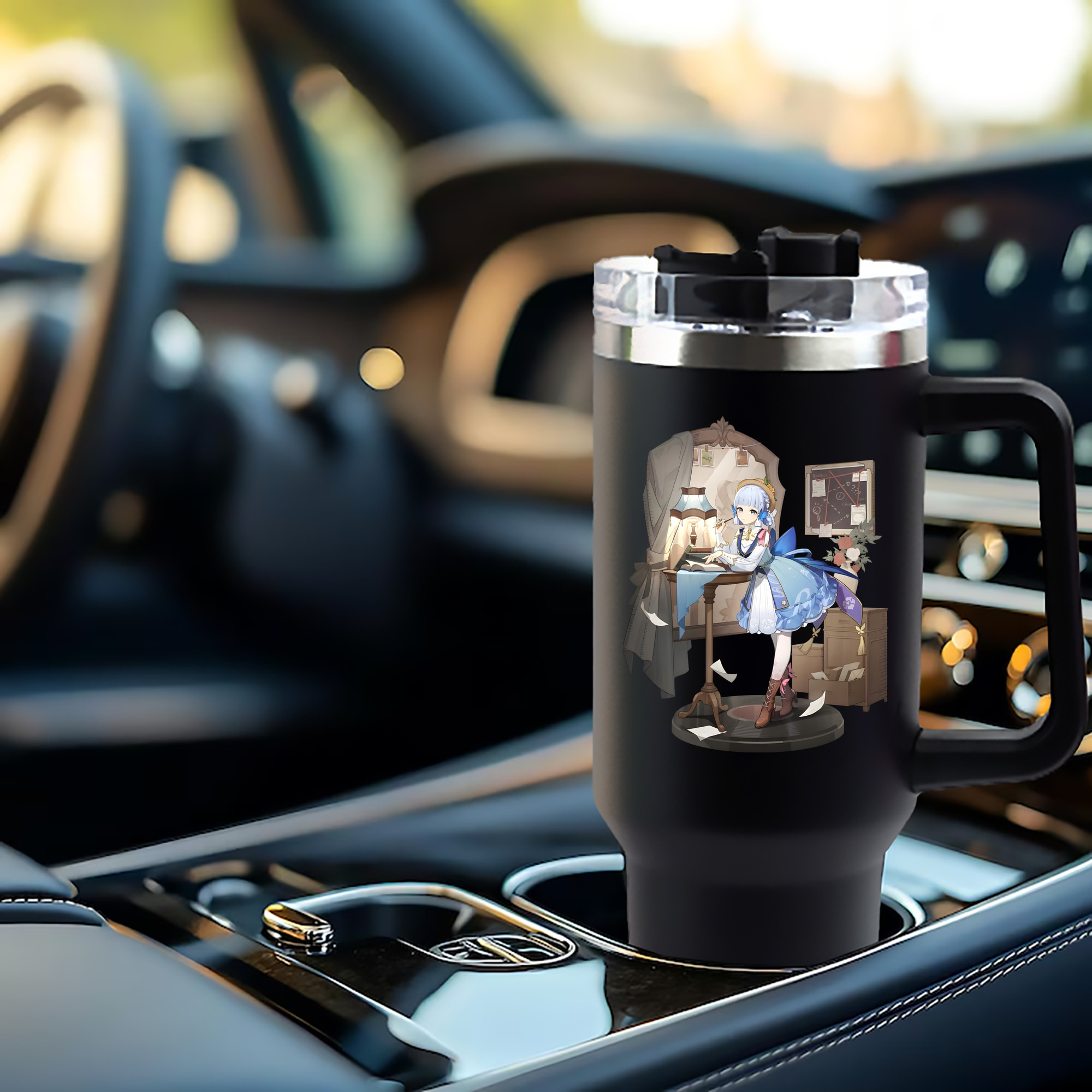 げんし神 神里綾華 神宮寺レン genshin Kamimiya Ren 1200mL車用タンブラー - クリスタルステッカー（プラスチックストロー付き）