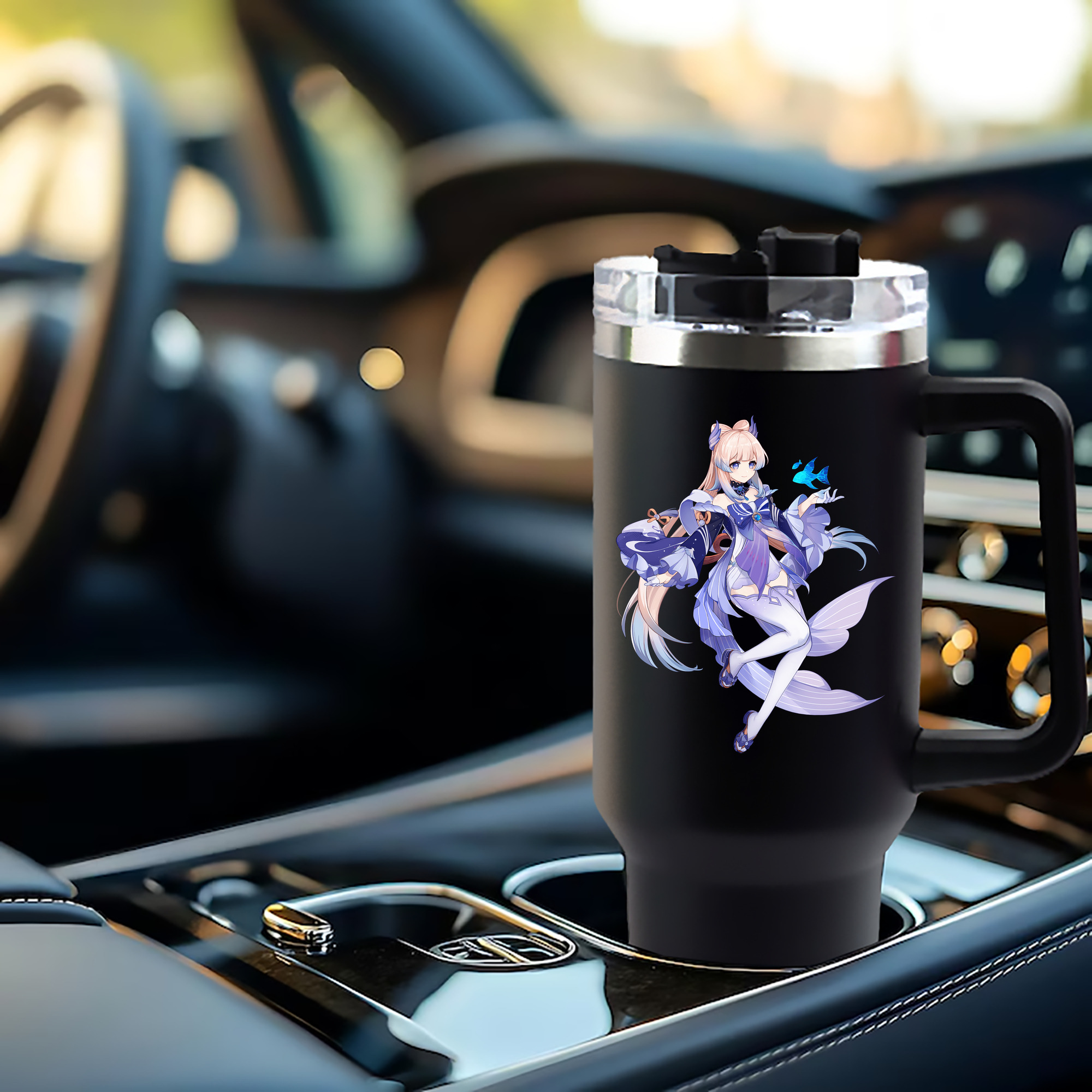 げんし神 珊瑚宮心海 サンゴノミヤ・ココミ genshin Sangonomiya Kokomi 1200mL車用タンブラー - クリスタルステッカー（プラスチックストロー付き）